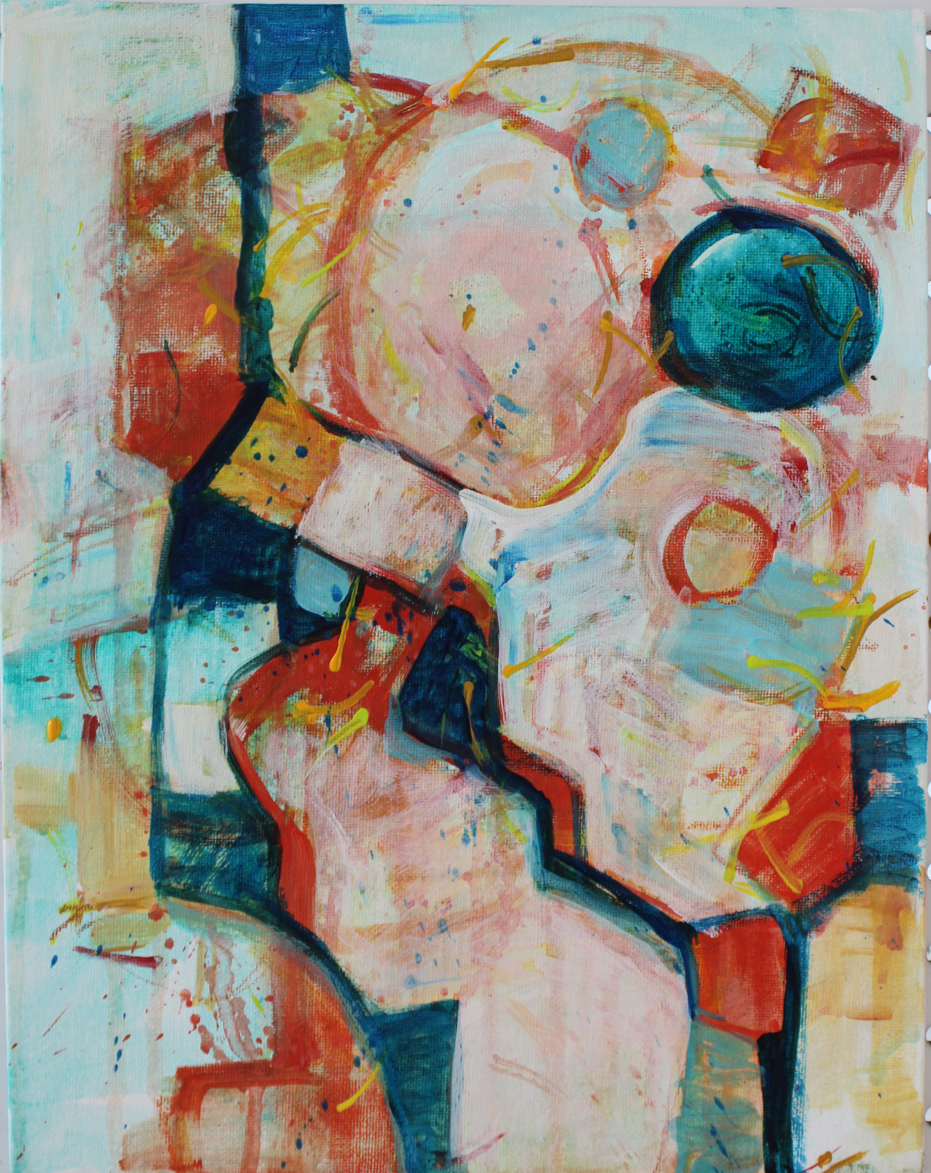Abstract with Turquoise and Pink